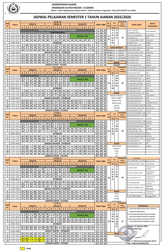 Jadwal KBM