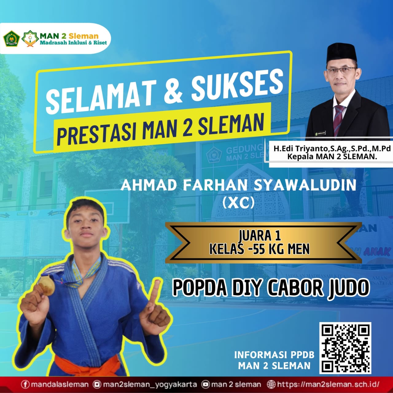 Juara 1 Kelas -55 KG Men POPDA DIY Cabor Judo