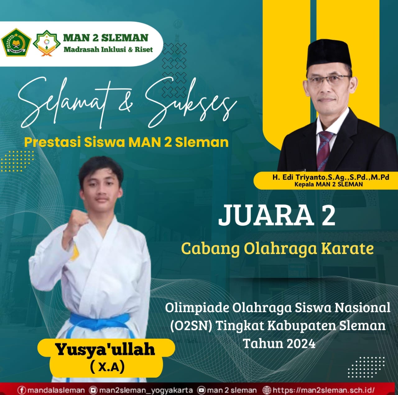 Juara 2 Cabor Karate O2SN Tingkat Kabupaten Sleman