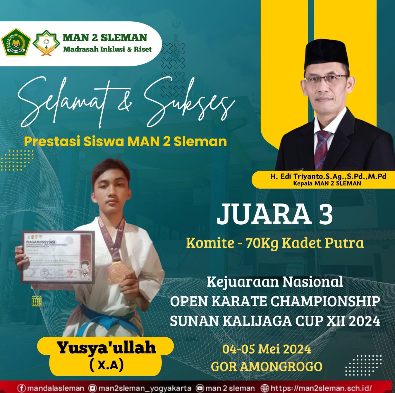 Juara 3 Kejuaraan Nasional Open Karate Championship Sunan Kalijaga Cup XII