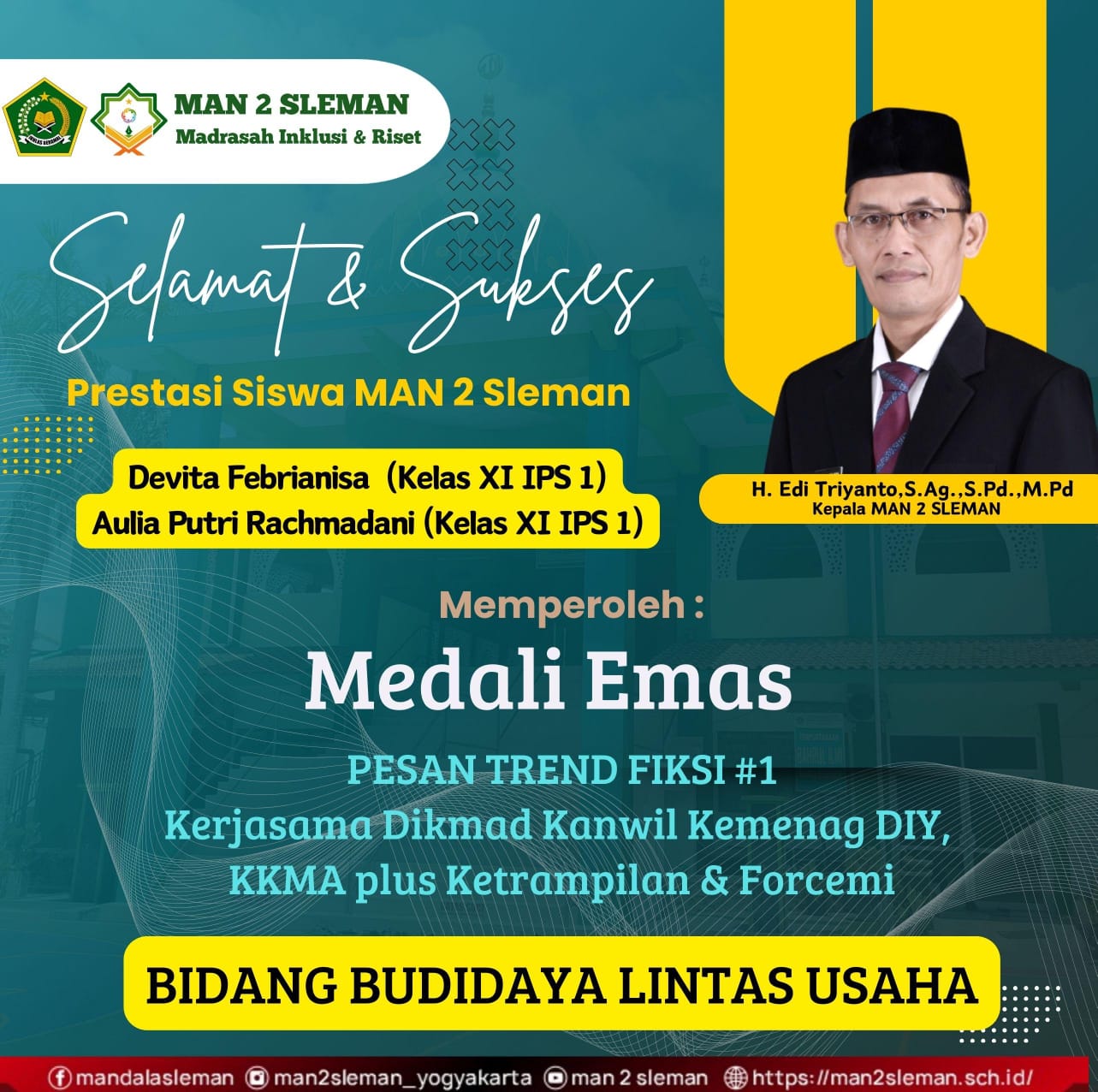 Medali Emas Pesan Trend Fiksi Bidang Budidaya Lintas Usaha