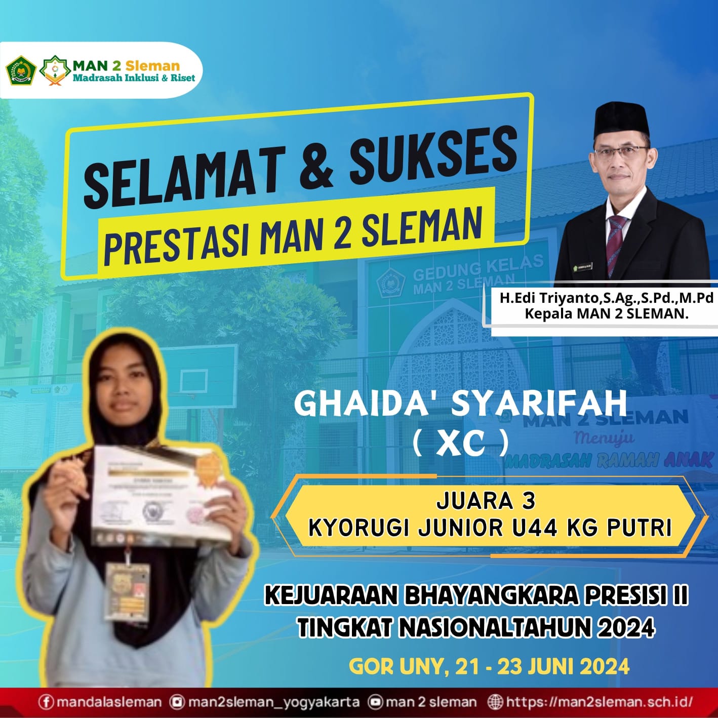 Juara 3 Kyorugi Junior U 44 Putri Kejuaraan Bhayangkara Presisi II
