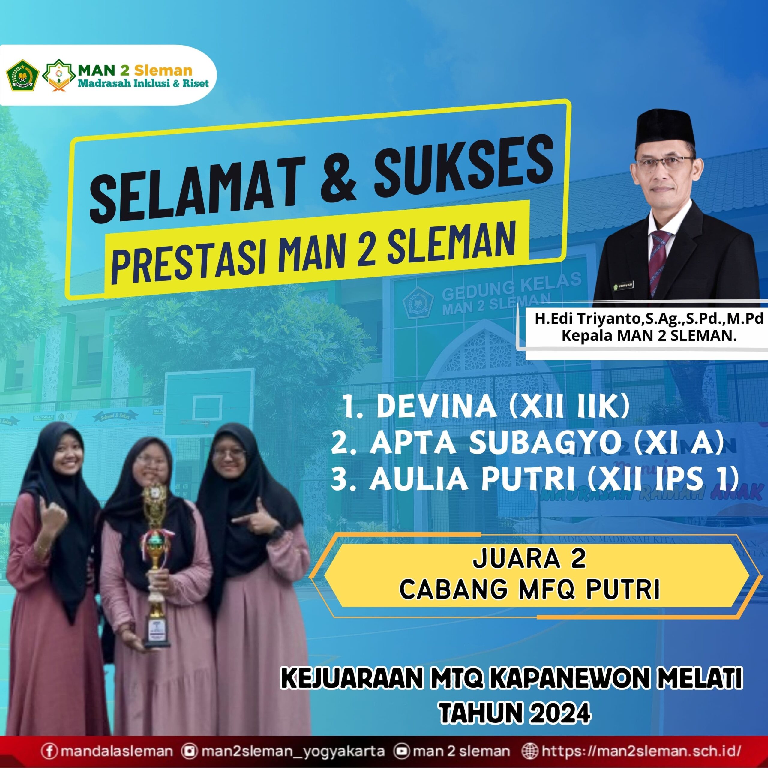 Juara 2 Cabang MFQ Putri Kepanewon Mlati Kab. Sleman