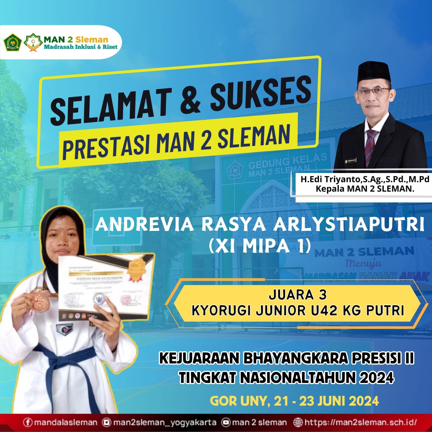 Juara 3 Kyorugi Junior U-42 Kg Putri Bhayangkara Presisi II
