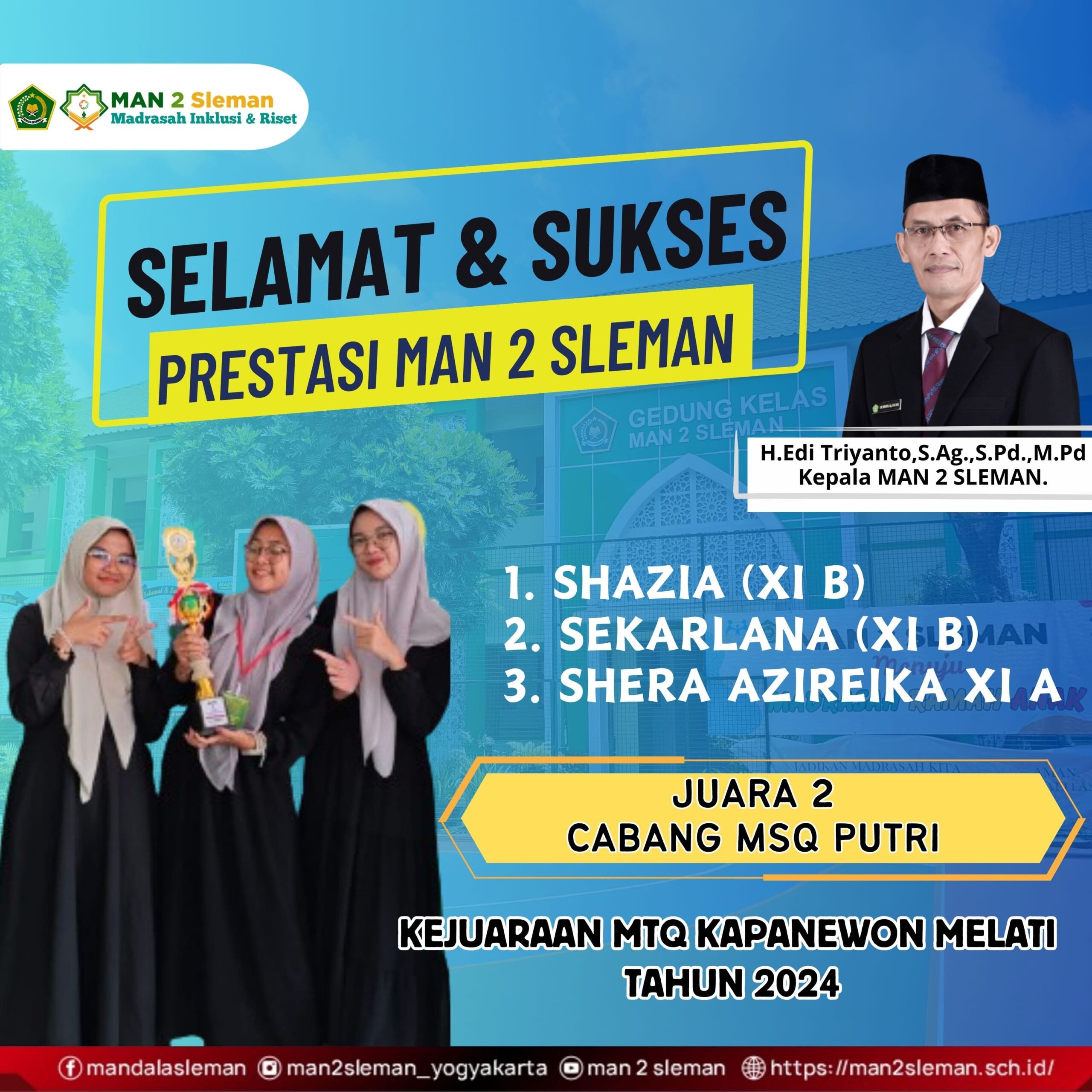 Juara 2 Cabang MSQ Putri Kejuaraan MTQ Tingkat Kepanewon Mlati