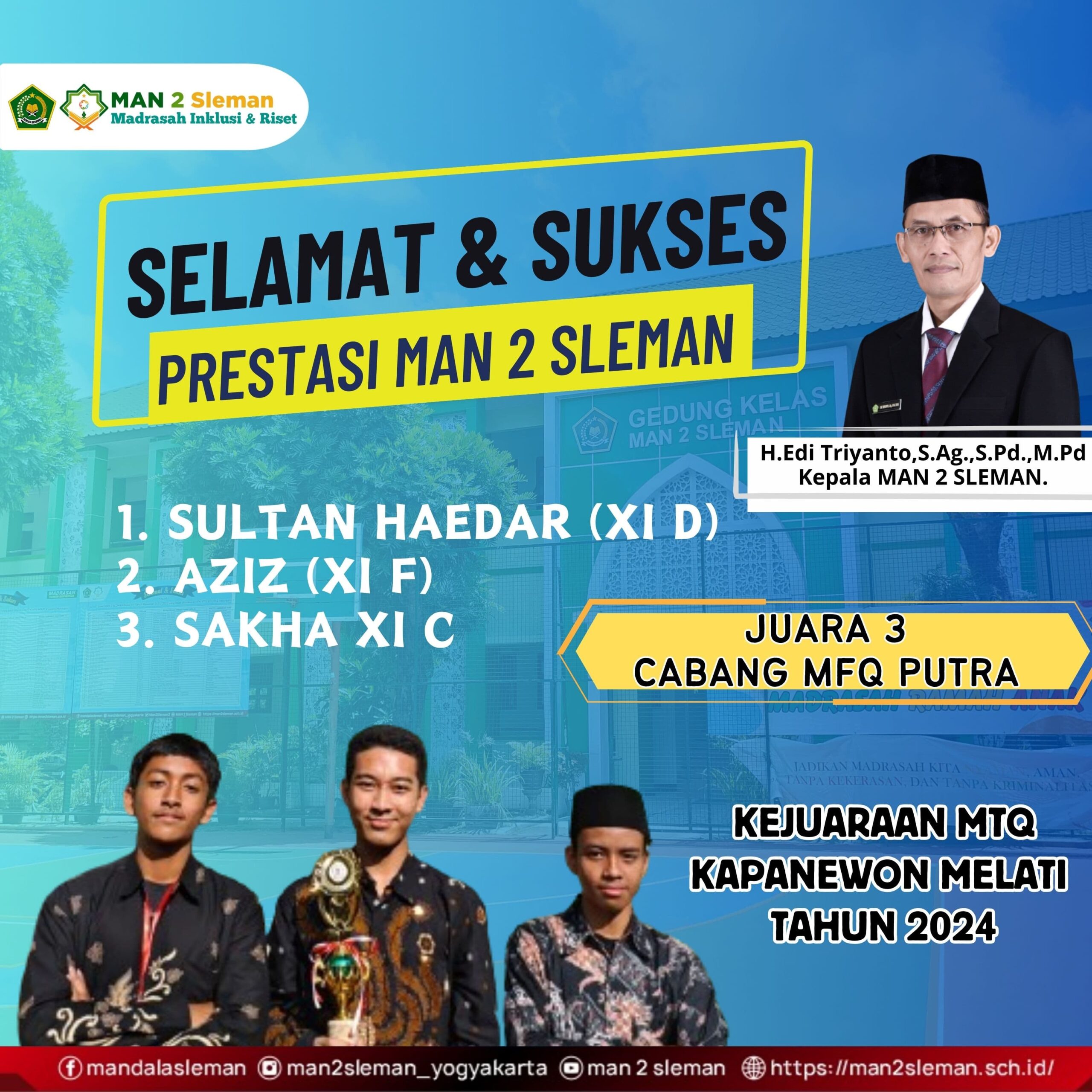 Juara 3 Cabang MFQ Putra Kepanewon Mlati Kab. Sleman