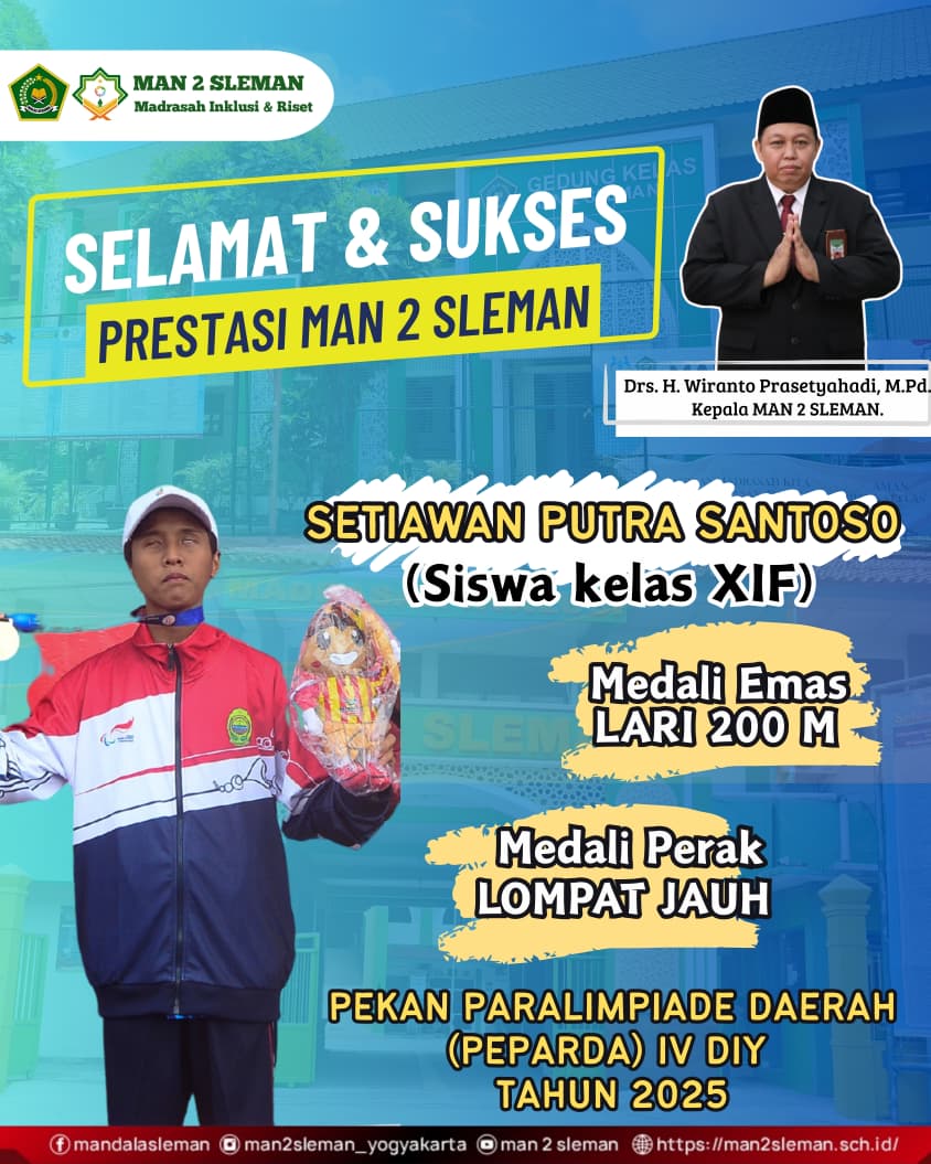 Medali Emas Lari 200 m dan Lompat Jauh Peparda IV DIY