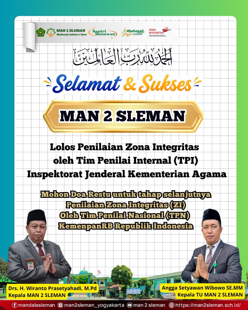 MAN 2 Sleman Lolos Penilaian ZI Oleh Tim TPI