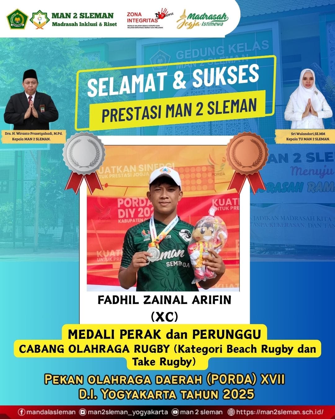 Medali Perak dan Perunggu Cabang Olahraga Rugby PORDA DIY