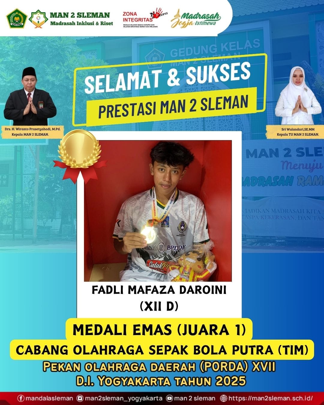 Medali Emas Cabor Sepak Bola PORDA DIY