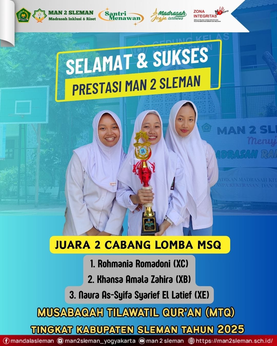 Juara II Cabang MSQ Kejuaraan MTQ Tingkat Kabupaten Sleman