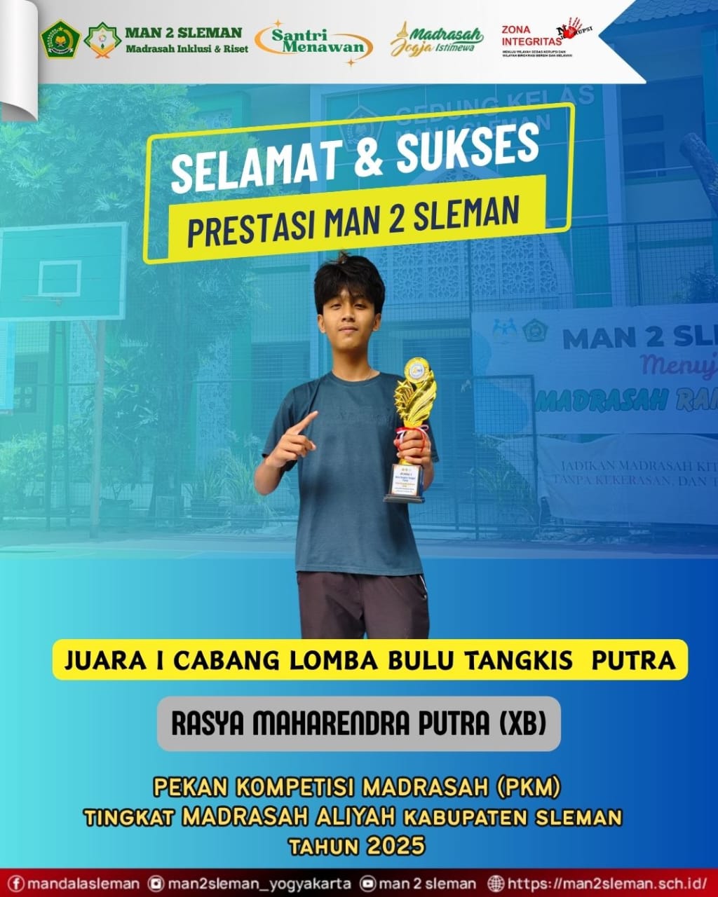 Juara 1 Cabang Bulutangkis Putra PKM Kabupaten Sleman