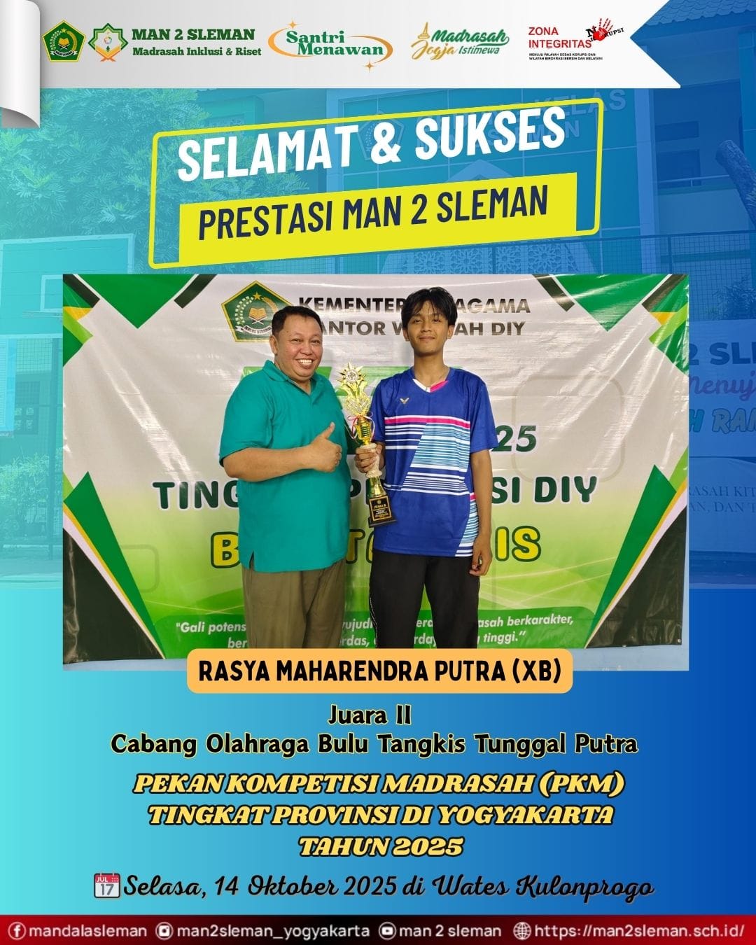 Juara II Cabor Bulu Tangkis Putra PKM Tingkat DIY