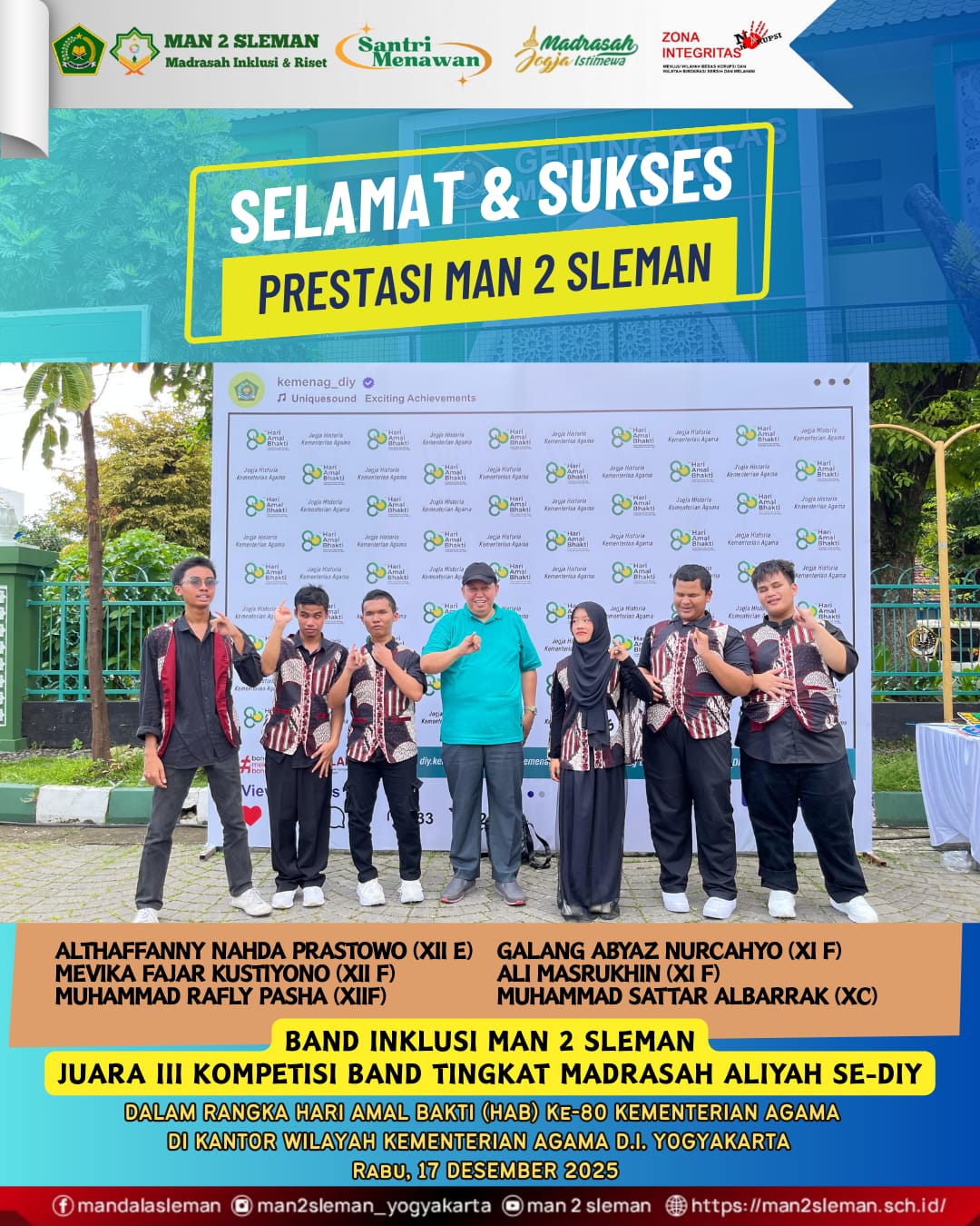 Juara 3 Kompetisi Band Tingkat MA se DIY