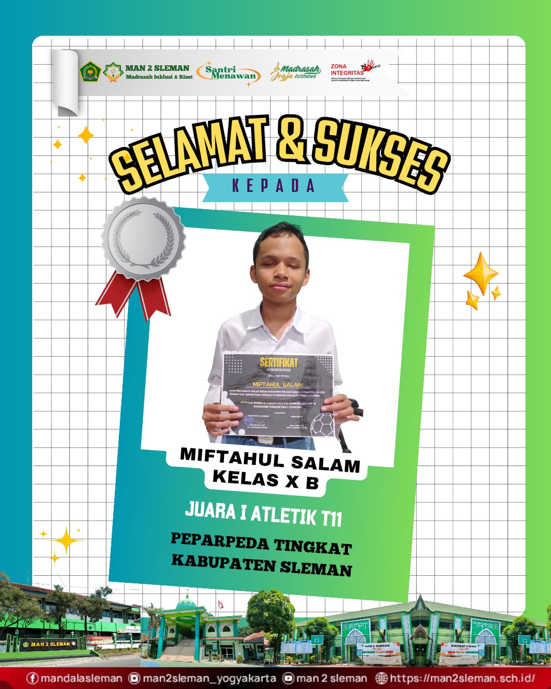 Juara 1 Atletik T11 Peparda Tingkat Kab. Sleman